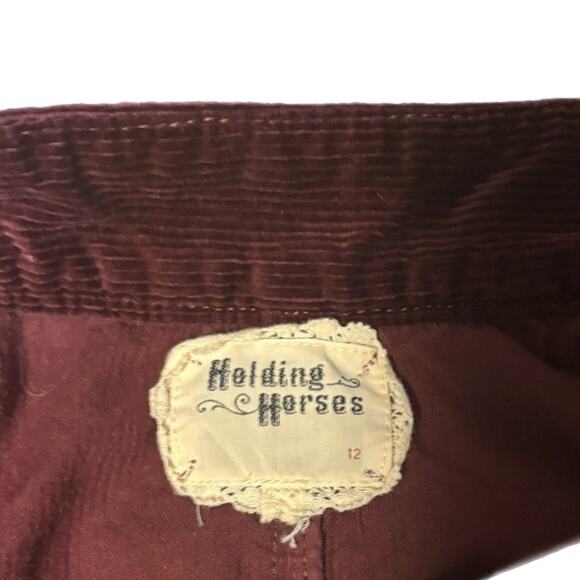 Holding Horses Velvet Button-Down Skirt - Burgundy - Picture 6 of 6